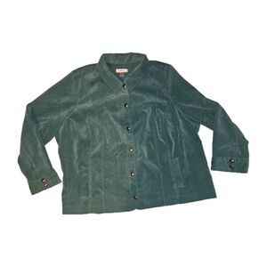 CJ Banks Teal Corduroy Blazer Jacket Metal Buttons Size 3X Cottagecore Fairycore